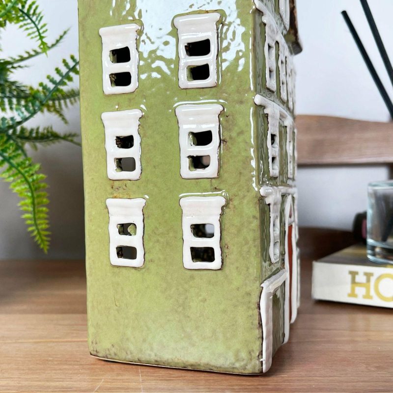 Large Green Town House Candle Holder | Darthome Accessories Accessories Accessories