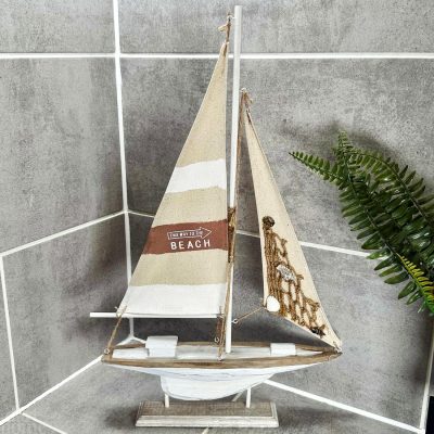 Large Natural Sailing Model Ornament | Darthome Ornaments Decor Beige