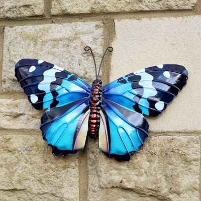 Metal Blue Butterfly Wall Art | Darthome Garden Decor Garden Black