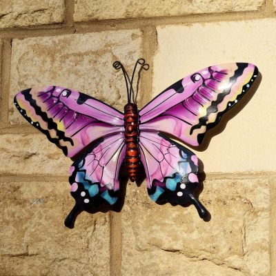 Metal Pink Butterfly Wall Art | Darthome Garden Decor Garden Black