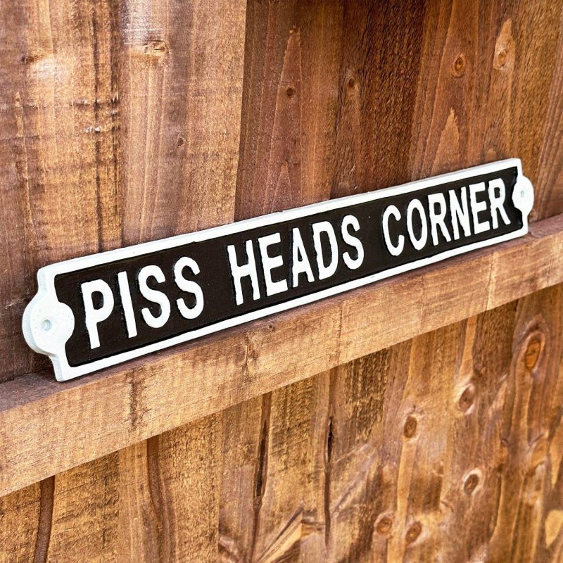 P*ss Heads Corner Sign | Darthome Wall Hangings Decor Black