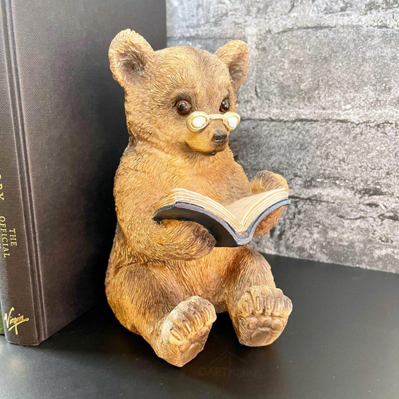 Resin Reading Fox & Bear Animal Bookends | Darthome Ornaments Bookends Darthome