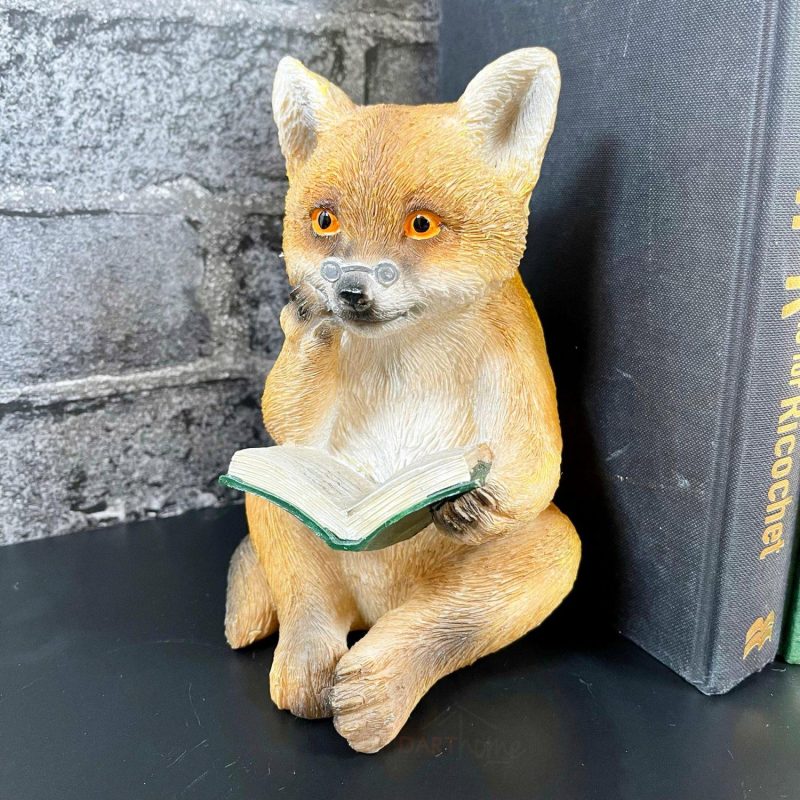 Resin Reading Fox & Bear Animal Bookends | Darthome Ornaments Bookends Darthome