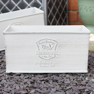 Set Of 2 White Loire Petit Garden Troughs | Darthome Garden Decor Garden Darthome