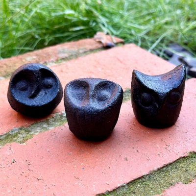 Set Of 3 Cast Iron Mini Celtic Owls | Darthome Garden Decor Garden Brown