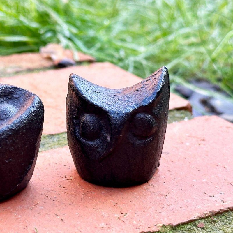 Set Of 3 Cast Iron Mini Celtic Owls | Darthome Garden Decor Garden Brown