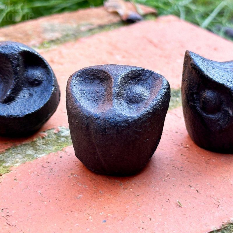 Set Of 3 Cast Iron Mini Celtic Owls | Darthome Garden Decor Garden Brown