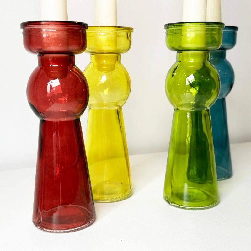 Set Of 4 Coloured Bubble Candlestick Holders | Darthome Accessories Accessories Accessories