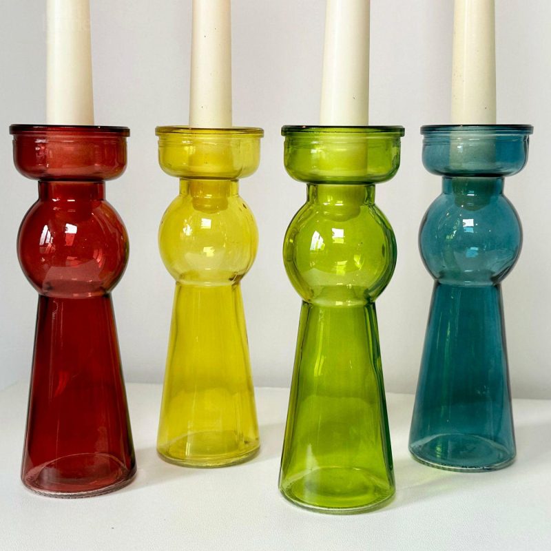 Set Of 4 Coloured Bubble Candlestick Holders | Darthome Accessories Accessories Accessories