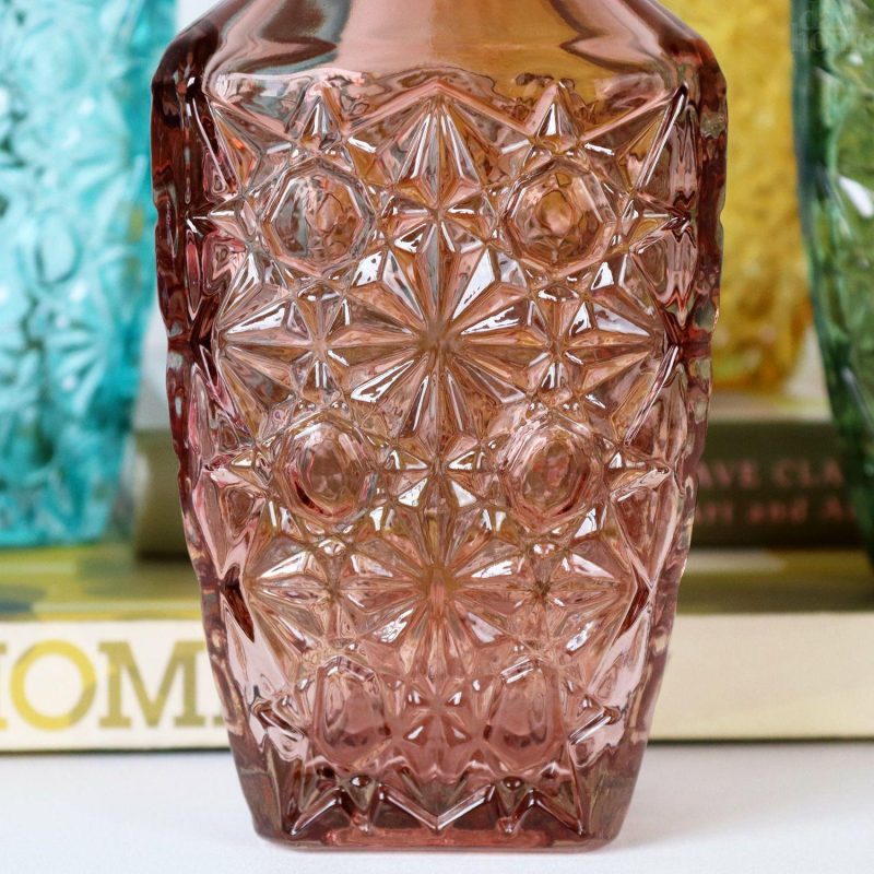 Set Of 4 Embossed Flower Coloured Bottles | Darthome Accessories Accessories Accessories