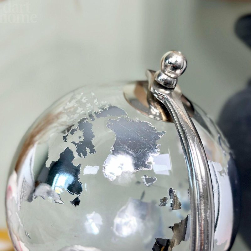 Silver Glass Globe On Metal Stand | Darthome Ornaments Decor Darthome