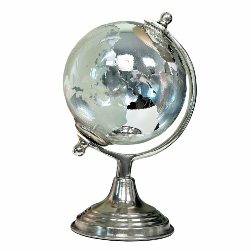 Silver Glass Globe On Metal Stand | Darthome Ornaments Decor Darthome