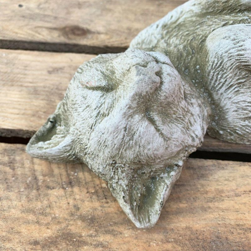 Stone Lying Cat Garden Ornament 32cm | Darthome Garden Decor Garden Darthome