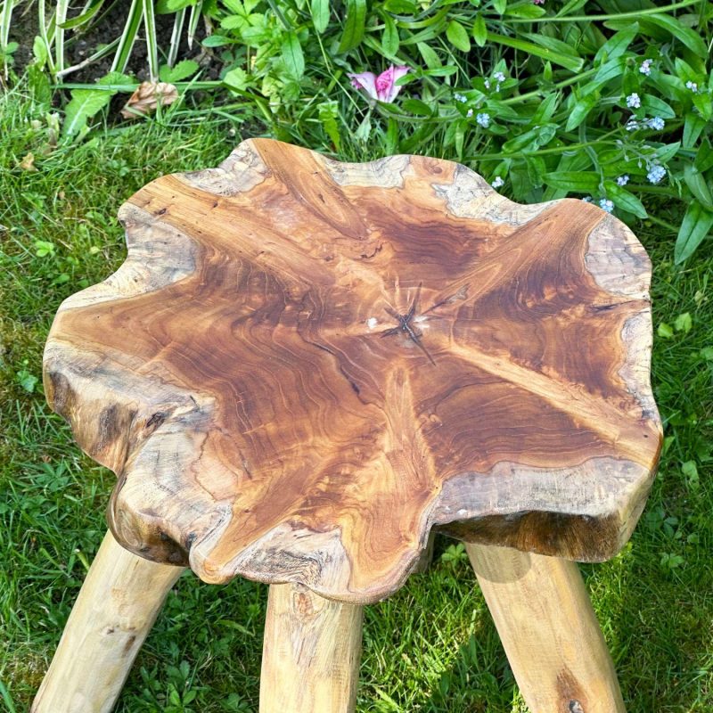 Teak Root Mushroom Stool With 4 Legs | Darthome Garden Furniture Garden Brown