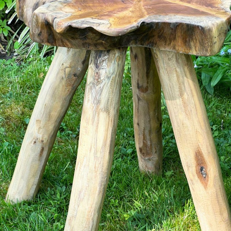 Teak Root Mushroom Stool With 4 Legs | Darthome Garden Furniture Garden Brown