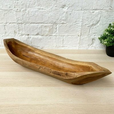 Teak Root Wood Long Boat Bowl 60cm | Darthome Accessories Accessories Accessories