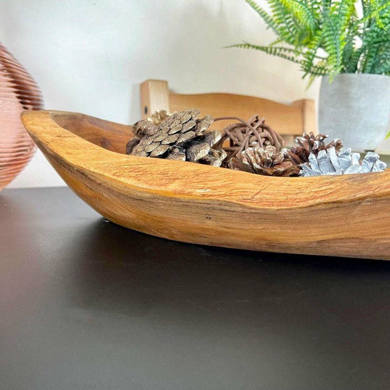 Teak Root Wood Long Bowl 35cm | Darthome Accessories Accessories Accessories