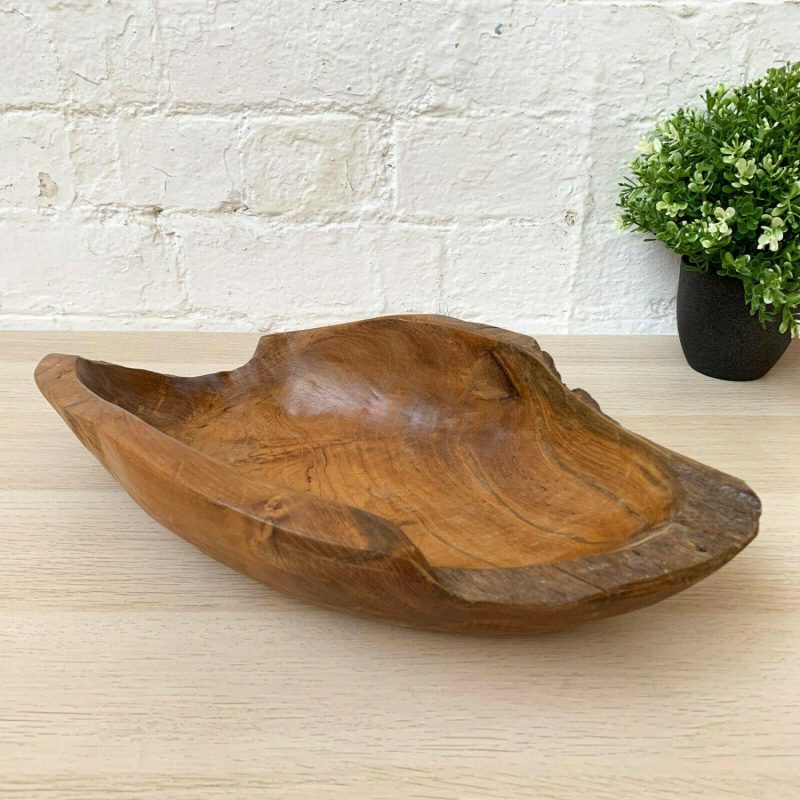 Teak Root Wood Long Bowl 35cm | Darthome Accessories Accessories Accessories