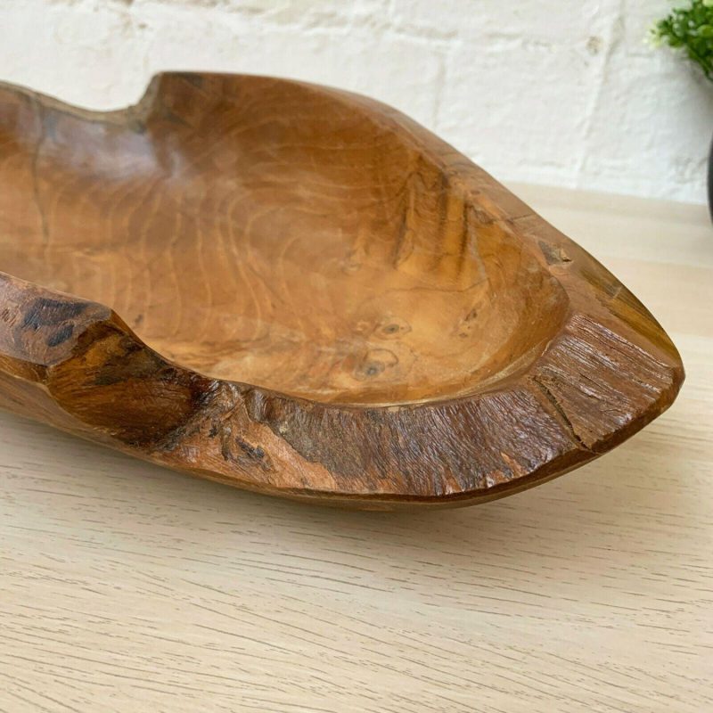 Teak Root Wood Long Bowl 35cm | Darthome Accessories Accessories Accessories