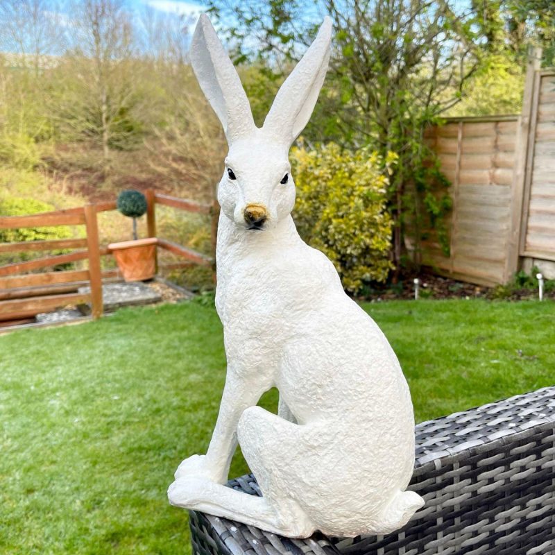 White March Hare Garden Ornament | Darthome Garden Decor Garden Darthome