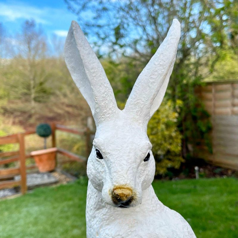 White March Hare Garden Ornament | Darthome Garden Decor Garden Darthome