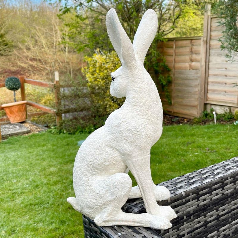 White March Hare Garden Ornament | Darthome Garden Decor Garden Darthome