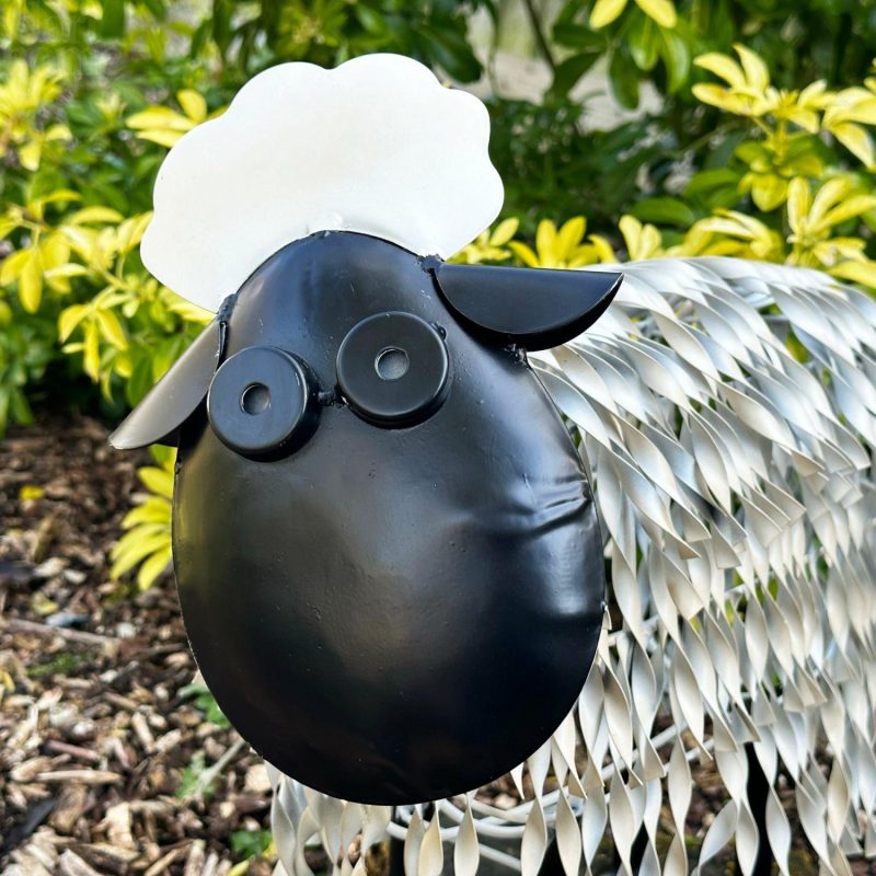 White Metal Garden Sheep Statue Large | Darthome Garden Decor Garden Black