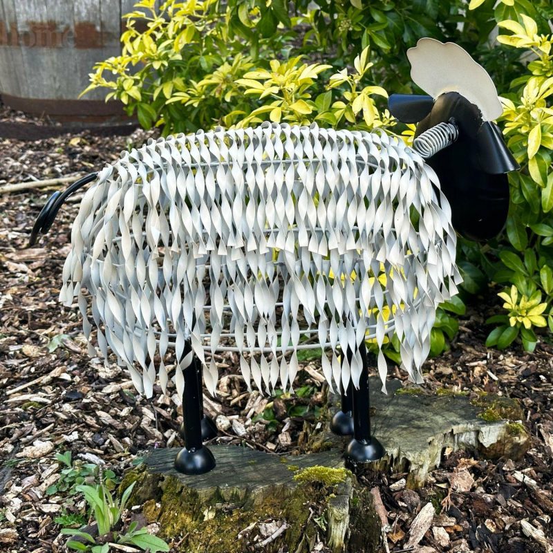 White Metal Garden Sheep Statue Large | Darthome Garden Decor Garden Black