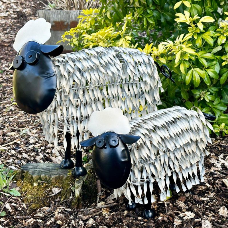 White Metal Garden Sheep Statue Large | Darthome Garden Decor Garden Black