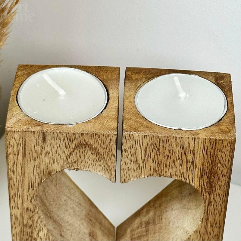 Wood Block Love Heart Tea Light Holder | Darthome Accessories Accessories Accessories