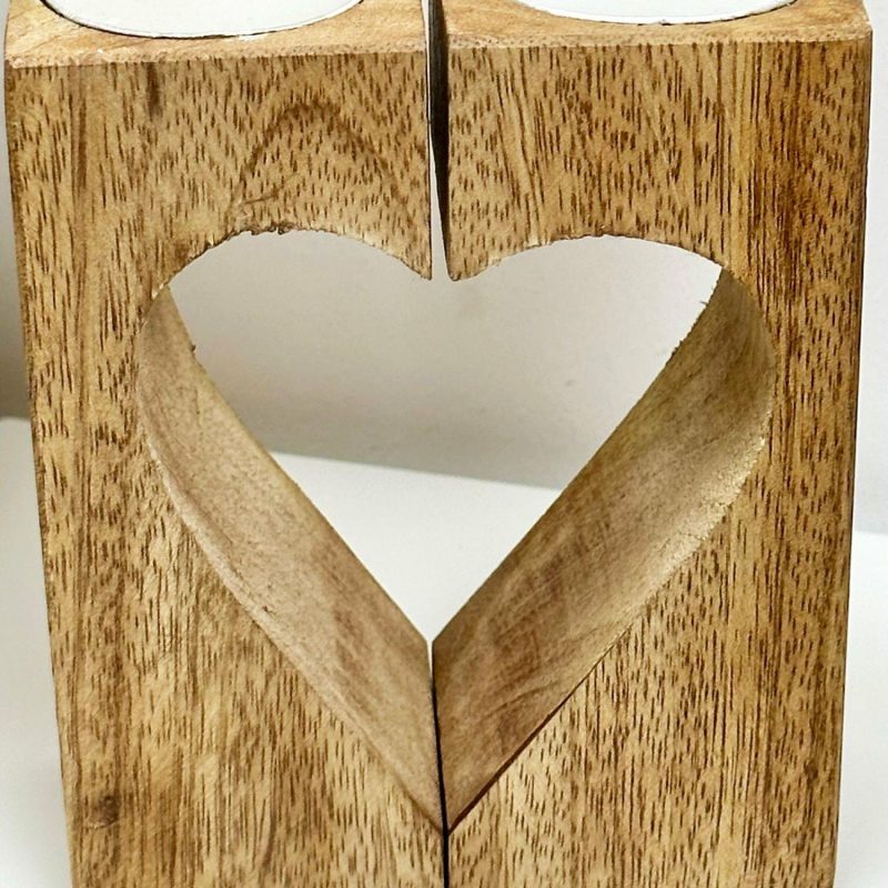 Wood Block Love Heart Tea Light Holder | Darthome Accessories Accessories Accessories