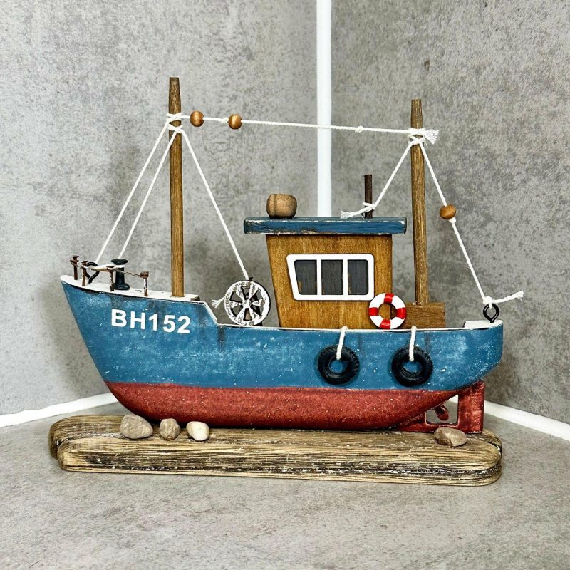 Wooden Trawler Ornament | Darthome Ornaments Decor Blue