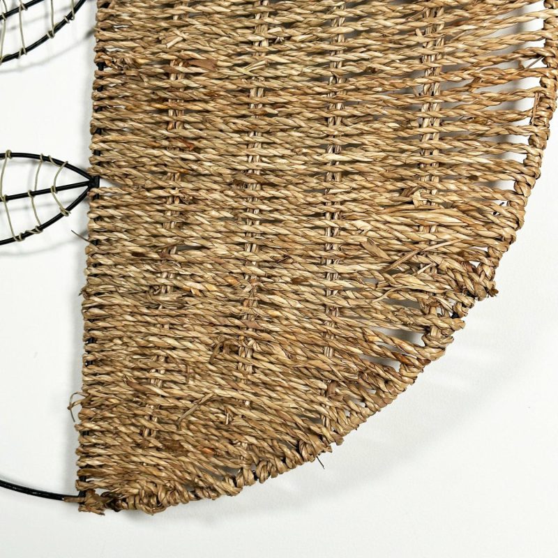 Woven Rattan Leaf Wall Deco 50x50cm | Darthome Wall Hangings Decor Black