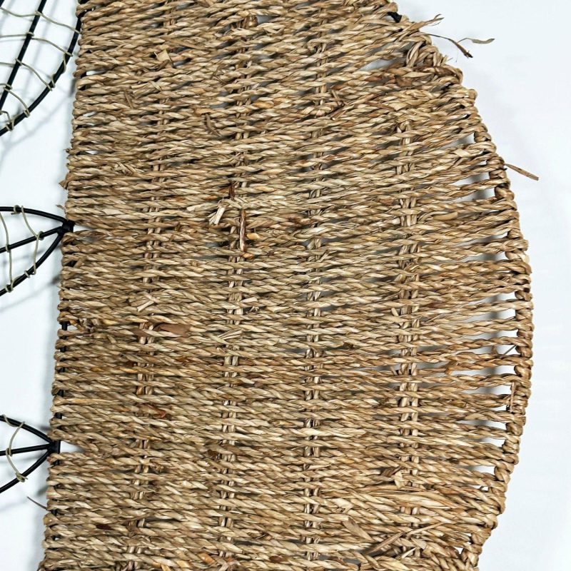 Woven Rattan Leaf Wall Deco 50x50cm | Darthome Wall Hangings Decor Black