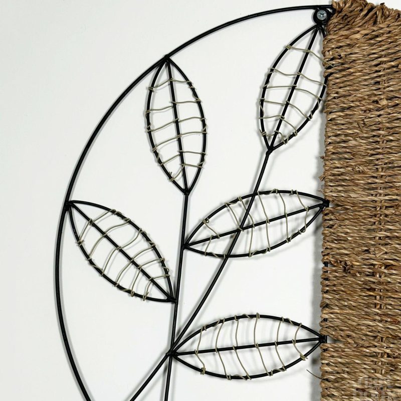 Woven Rattan Leaf Wall Deco 50x50cm | Darthome Wall Hangings Decor Black