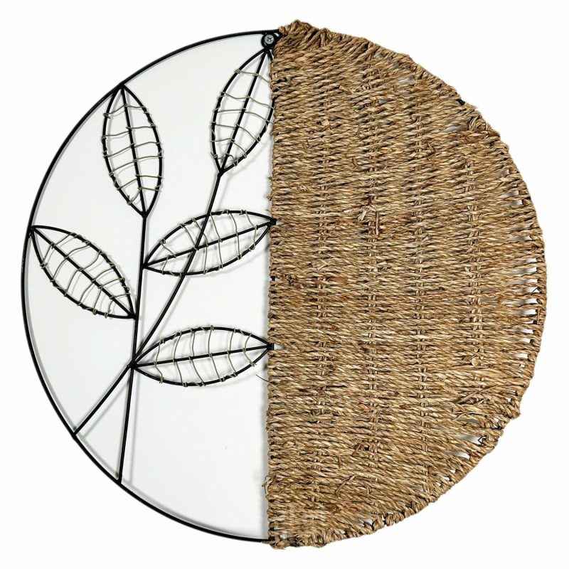 Woven Rattan Leaf Wall Deco 50x50cm | Darthome Wall Hangings Decor Black