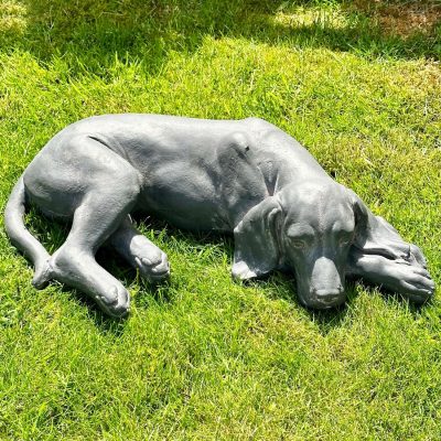 Large Grey Content Dog Sculpture | Darthome Ornaments Decor Darthome